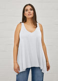 front view of Mat plus size Basic V-neck Jersey Tank in white