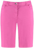 front view of plus size Samoon Stretch Bermuda shorts in Pink