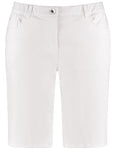 front view of plus size Samoon Stretch Bermuda shorts in White