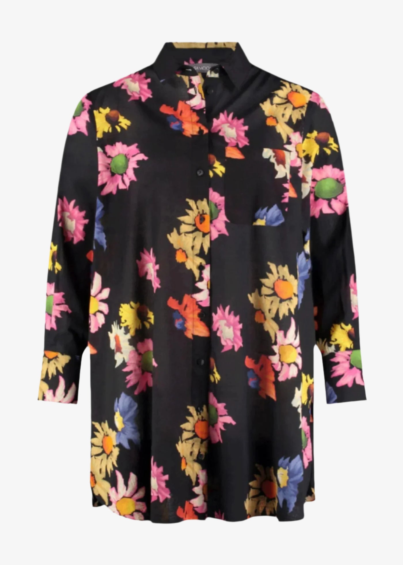 Samoon Cotton long sleeve Floral Print Blouse in Black print