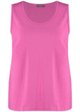 front view of plus size Samoon Modal Cotton stretch Jersey Tank Top in Pink