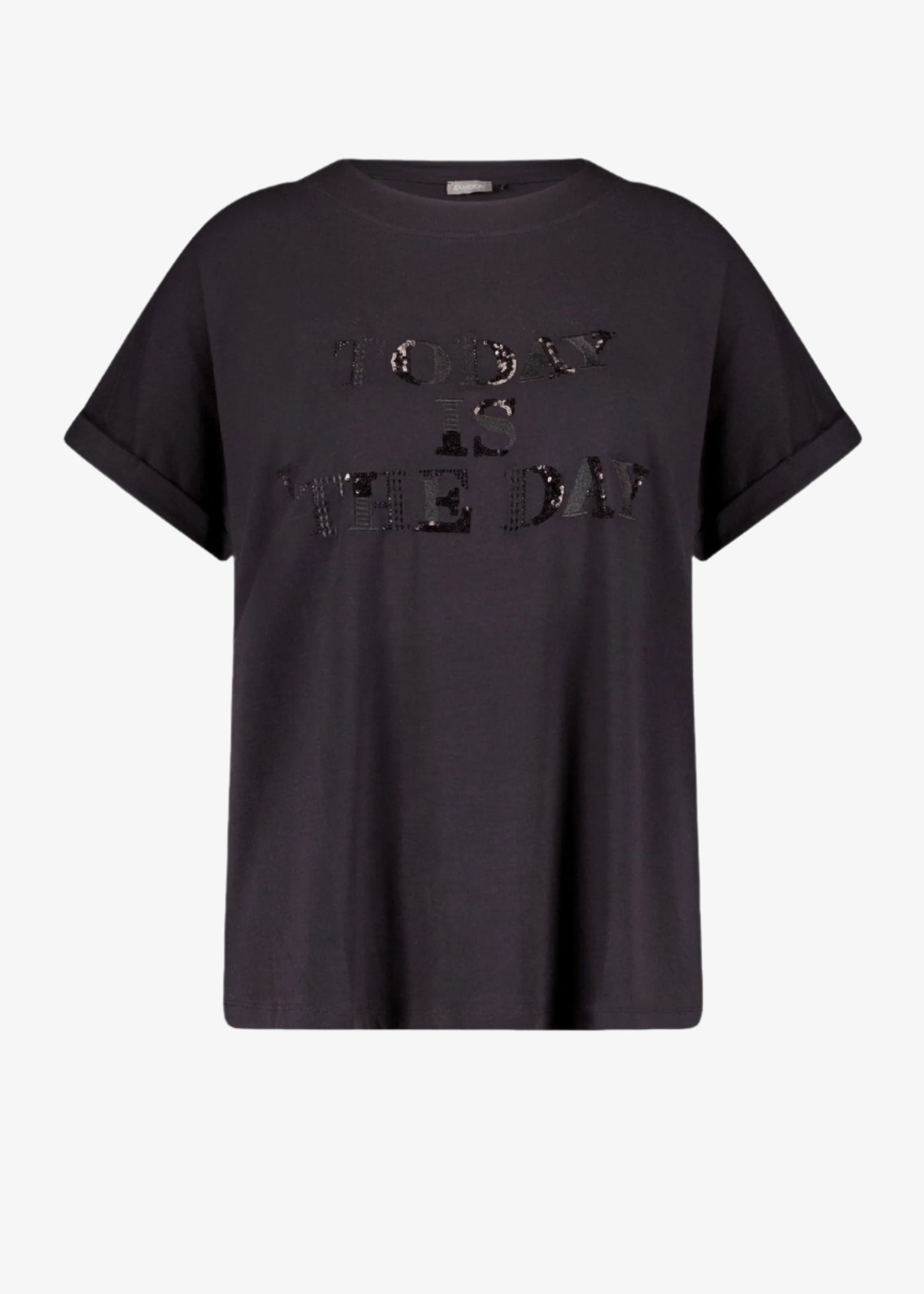 Samoon Beaded "Today is the Day" T-shirt in Black
