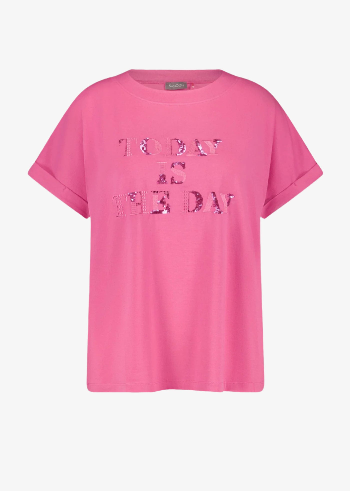 Samoon Beaded "Today is the Day" T-shirt in Pink