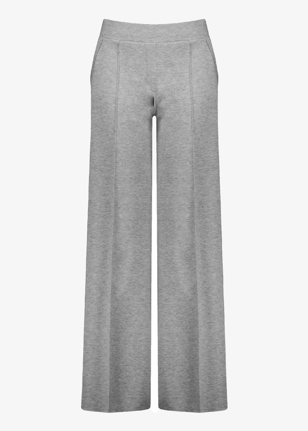 Samoon Grey Melange Wide Leg Pull on Stretch Pant in Mid.Grey Mel.