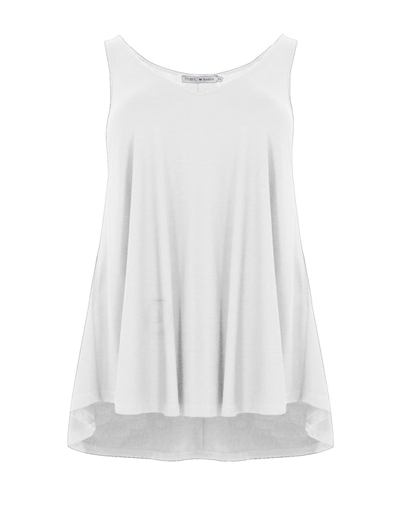 Mat Viscose Jersey A-Line Tank in White