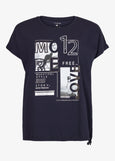 I'Cona Graphic Tee with Drawstring Hem in Navy
