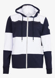 I'Cona Striped Zip Front Hoodie in White/Navy