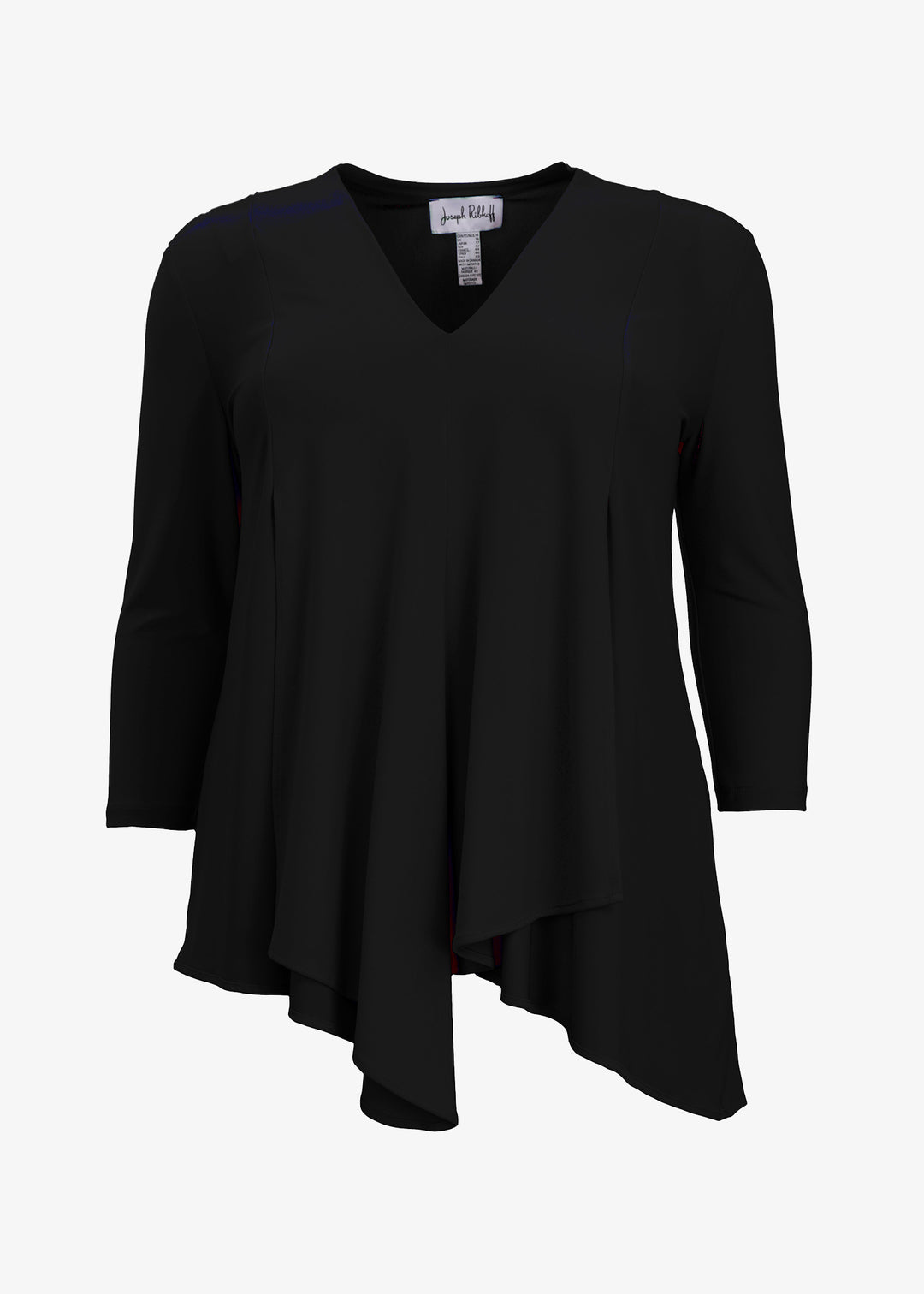 Joseph Ribkoff Asymmetrical Three Quarter Sleeve Tunic in Black