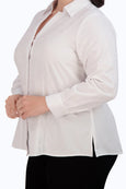 Foxcroft Drape Pearls jacquard Taylor Long Sleeve Shirt in White