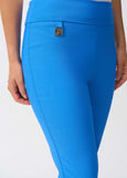 close up front view of plus size Joseph Ribkoff Millennium Stretch Cropped Pull On Pant in Coastal
