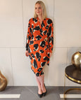 Joseph Ribkoff Jersey Faux Wrap Abstract Print Dress