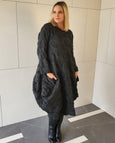 Heydari Small Bubble Dress with curved Seam Detail in Black