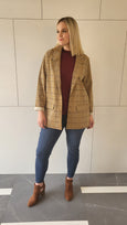 Liverpool Boyfriend Plaid Blazer in Dijon/Brown