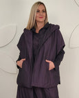 Toni T. Iridescent Taffeta Padded Vest with Hood in Violet