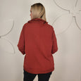 Toni T. Jersey Top with Taffeta Cowl Neck in Cranberry