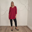 Sympli 3/4 Sleeve Nu Drama Tunic in Red