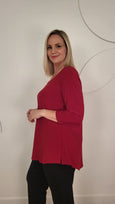 Sympli 3/4 Sleeve Go To Classic Tee in Red