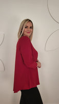 Sympli 3/4 Sleeve Go To Classic Tee in Red