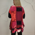 Alembika A-Line Print Top with Black Jersey Sleeves in Magenta/blk
