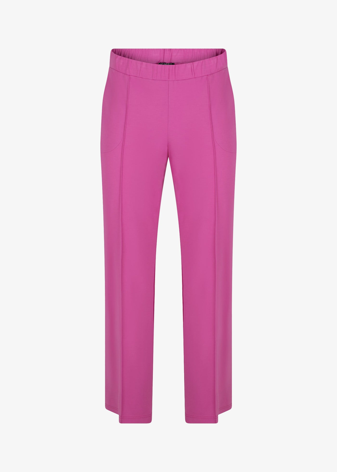 front view of Verpass plus size Wide Leg Stretch Pull On Pant in Fuchsia