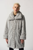 Joseph Ribkoff Faux Fur Reversible Puffer in Silver