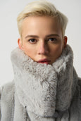 Joseph Ribkoff Faux Fur Reversible Puffer in Silver