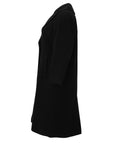 Junge Wool Blend Reefer Coat with Notch Collar and Raglan Sleeve in Black