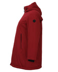 Junge Waterproof Zip Front Hooded Coat with Taped Seam in Red
