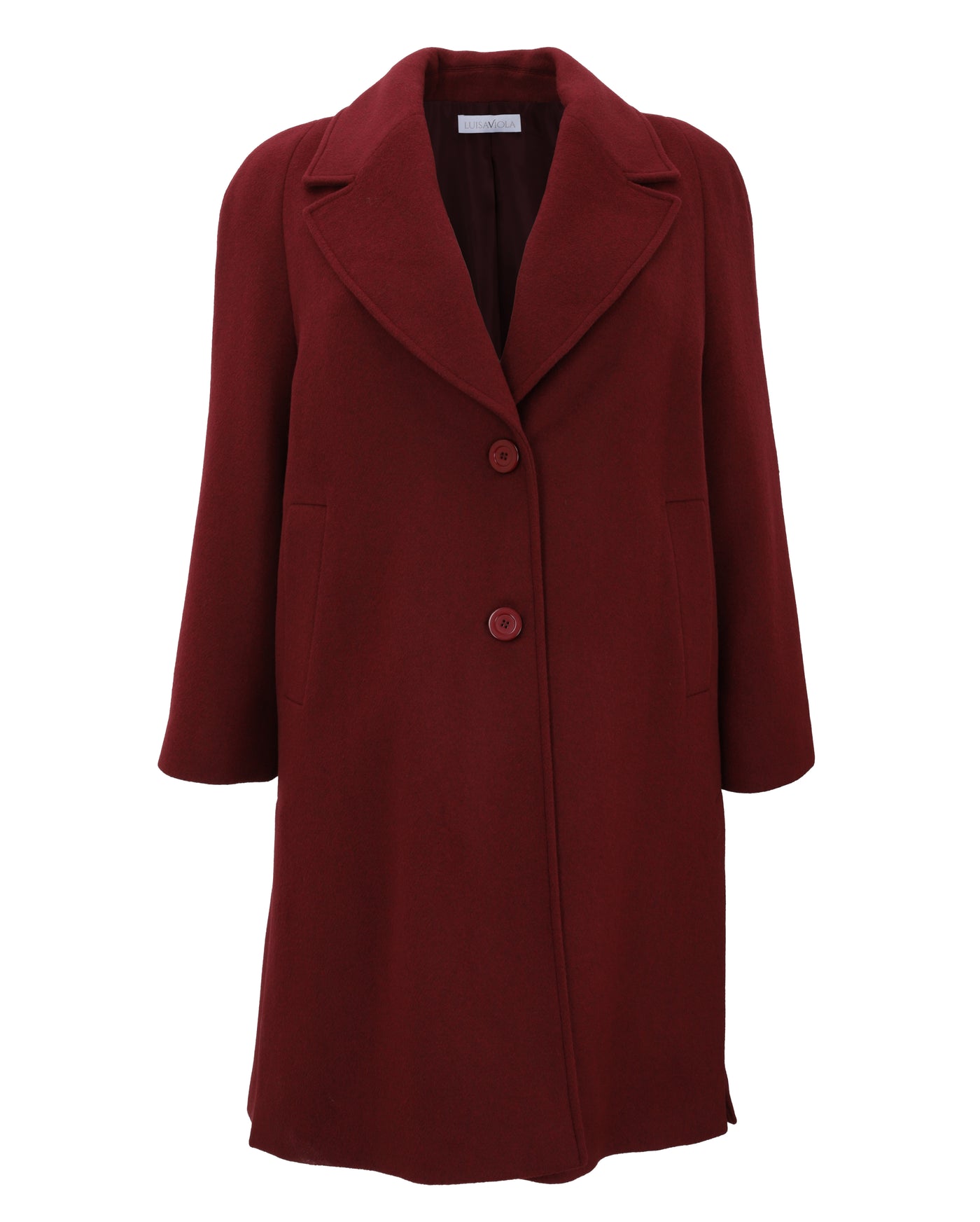 Luisa Viola Notch Lapel Button Front Coat with Deep Side Slits