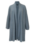 Eileen Fisher Boiled Wool High collar Coat in Blue Steel