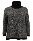 Luisa Viola Black Trimmed Print Jacquard Long Sleeve Sweater