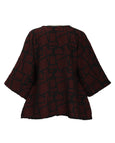 Heydari Reversible Textured Tunic in Geo-Square Print Burgundy