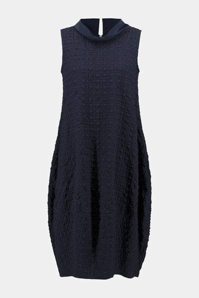 Joseph Ribkoff Bubble Textured Dress with Taffeta Collar in Midnight