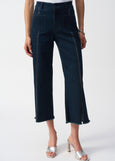 front view of plus size Joseph Ribkoff Culotte Jean with Embellishment in Dk. Denim