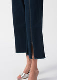 side view of plus size Joseph Ribkoff Culotte Jean with Embellishment in Dk. Denim