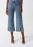 front view of plus size Joseph Ribkoff Culotte Jean with Embellished Front Seam