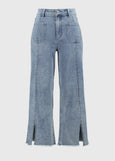 front view of plus size Joseph Ribkoff Culotte Jean with Embellished Front Seam