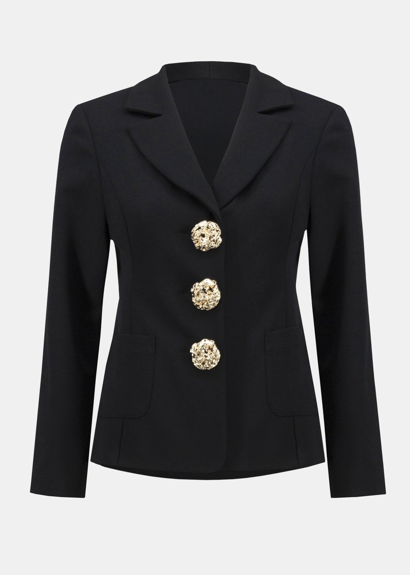 Joseph Ribkoff Scuba Crepe Blazer with Gold Buttons in Black