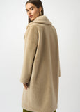 back view of plus size Joseph Ribkoff Faux Fur Notch lapel Coat in almond