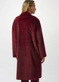 back view of plus size Joseph Ribkoff Faux Fur Notch lapel Coat in Merlot