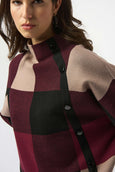 Joseph Ribkoff Plaid Jacquard Sweater in Merlot Multi