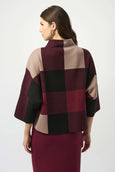 Joseph Ribkoff Plaid Jacquard Sweater in Merlot Multi
