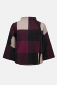 Joseph Ribkoff Plaid Jacquard Sweater in Merlot Multi