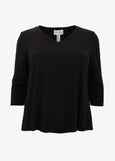 Joseph Ribkoff 3/4 sleeve Jersey V-Neck Tee in Black