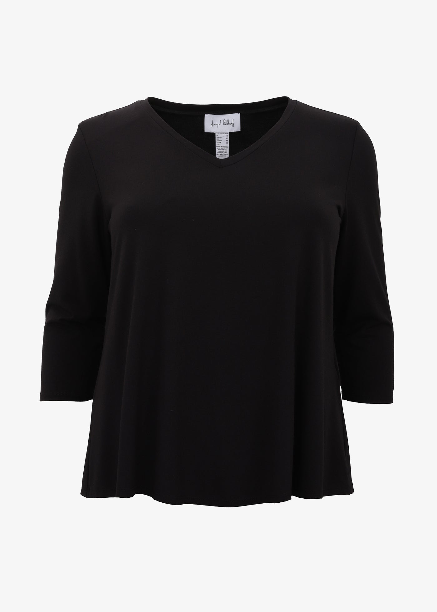 Joseph Ribkoff 3/4 sleeve Jersey V-Neck Tee in Black