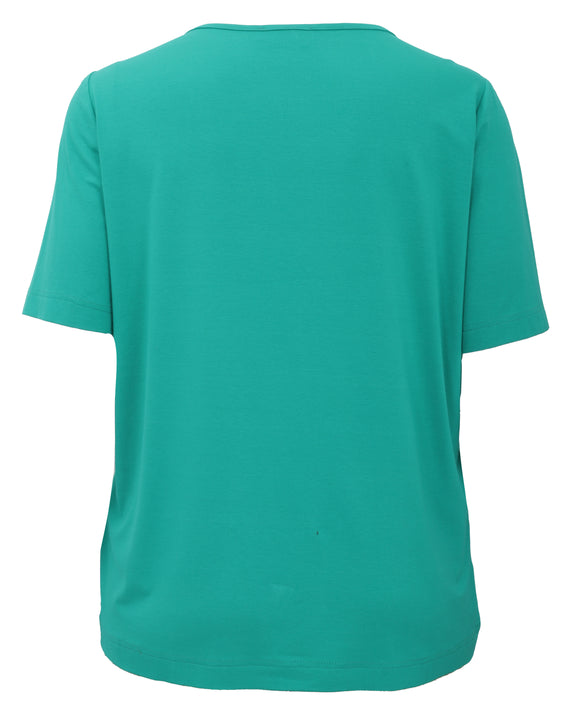 Verpass Short Sleeve Tee with Twist Neck Detail in Turquoise
