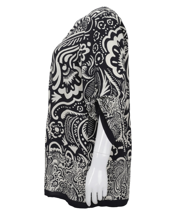 Verpass V-Neck Floral Paisley Print Tunic with Contrast Trim & Athleisure Stripe