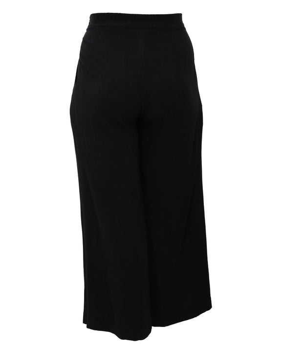 Igor Meggy Pull On Wide Leg Ankle Pant with Pleat in Black