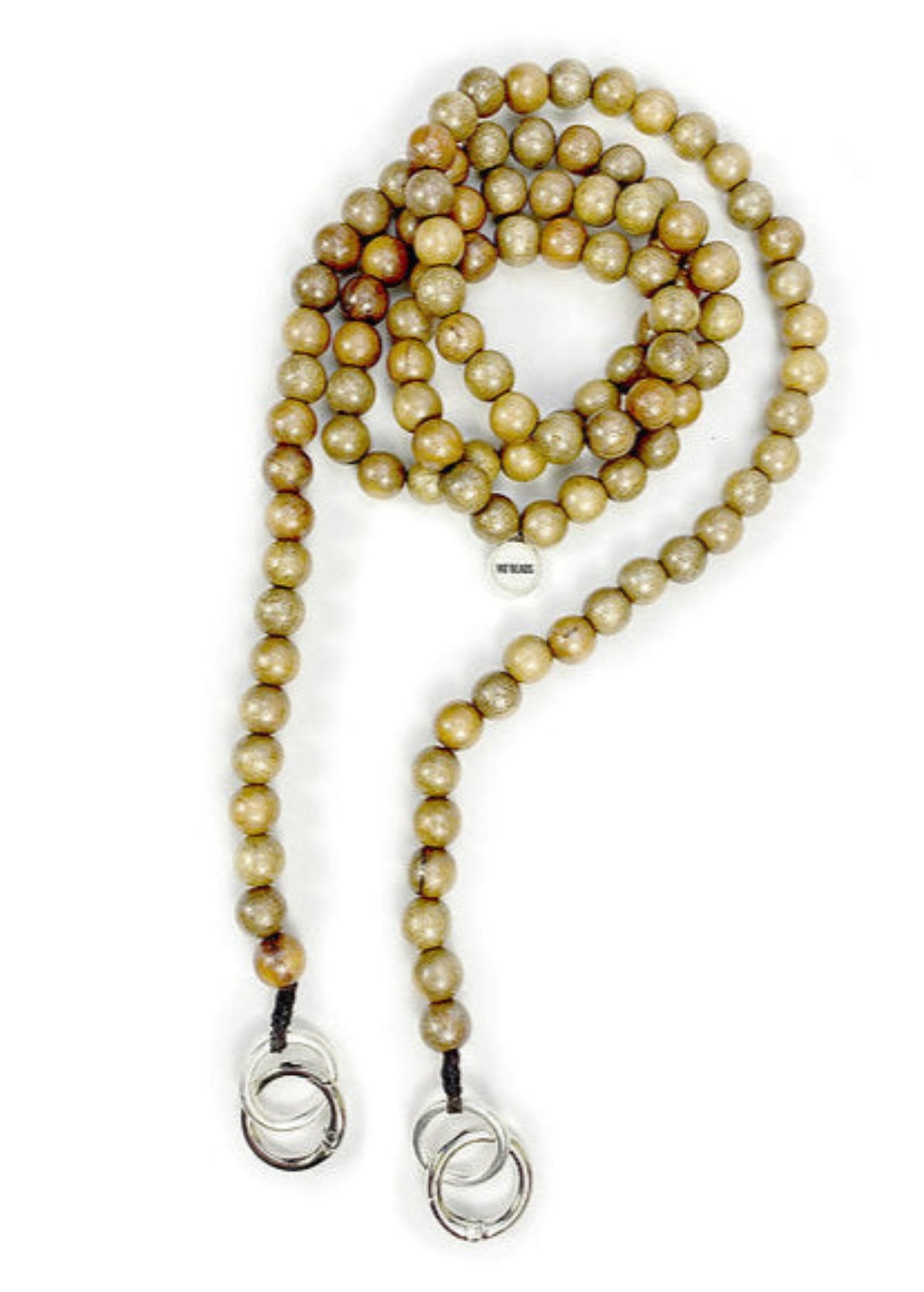 Mo Bead Brown Metallic Wood Bead Phone Chain with Universal Phone Patch