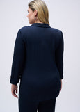 back view of plus size Joseph Ribkoff Seersucker Straight Blazer in Midnight